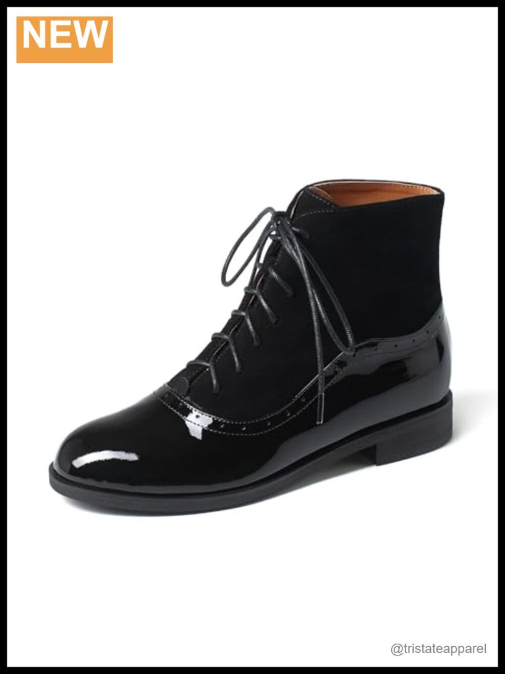Women's Genuine Leather Ankle Boots Low Heel Oxford Lace Up Side Zipper Booties